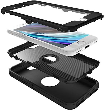 MXX iPhone SE 2022 / SE 2020 מארז מגן כבד עם מגן מסך [3 שכבות] גומי מחוספס כיסוי הגנה מפני זעזועים וסובב